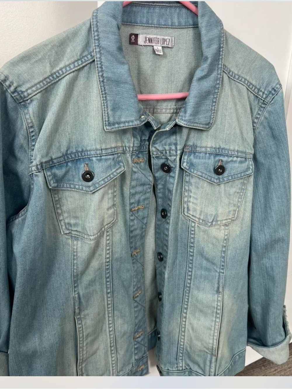 Jennifer Lopez Pale Mint Denim Jacket - Light Green
